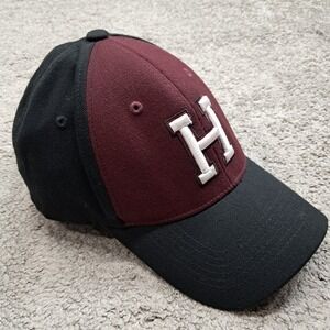 ML Caps Harvard University Baseball Hat Black Burgundy Tek-Flex H Logo Mens L/XL